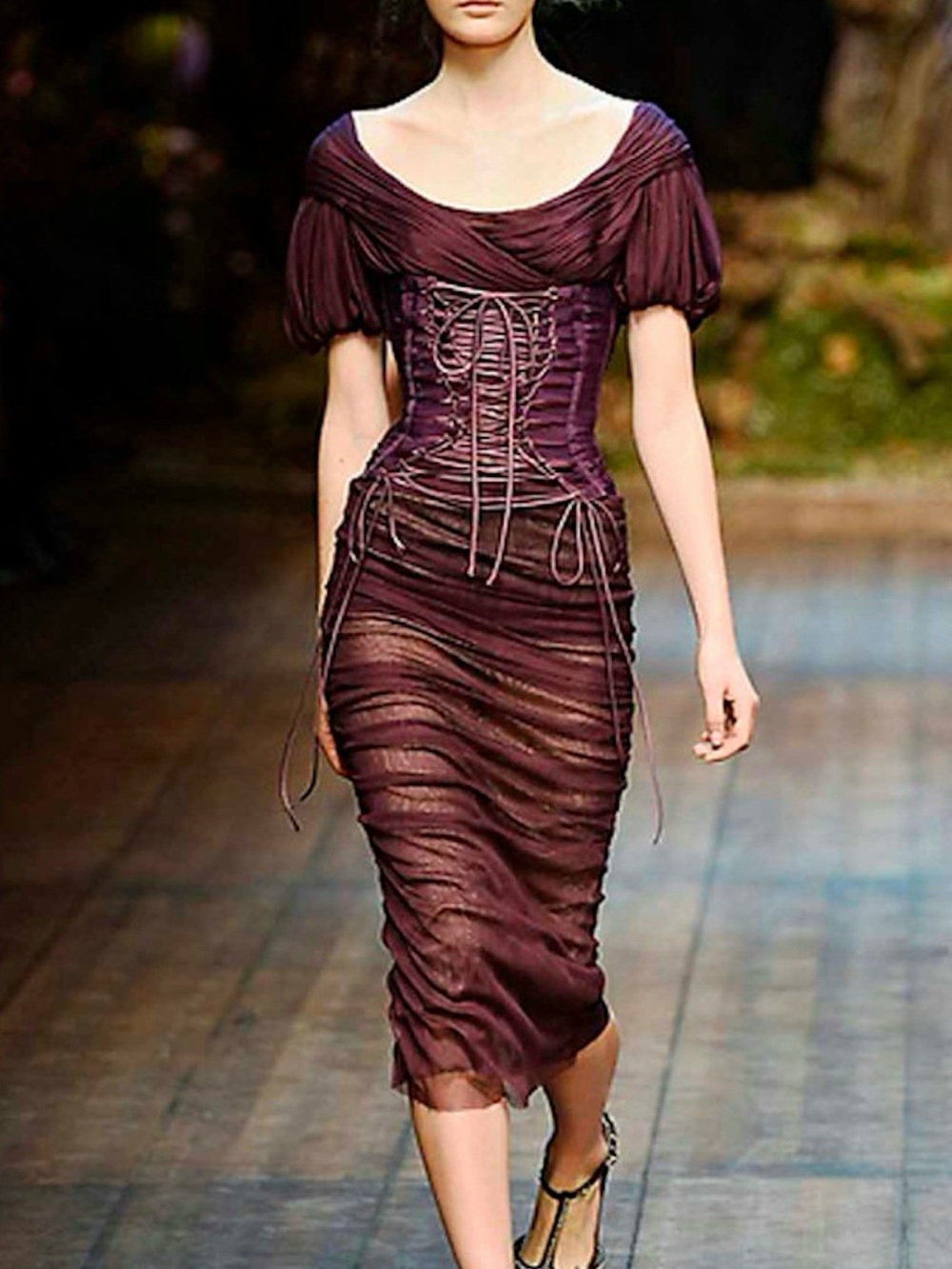 Dolce & Gabbana Plum Fringe Lace-Up Bandeau Corset belt NWT
